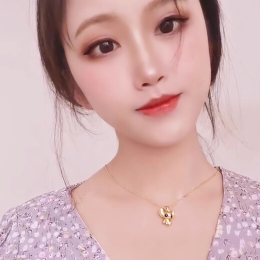 Shien plated 18K gold Stitch necklace girls fun and cute gift sterling silver pendant clavicle chain for girlfriend New product Stitch + O-shaped chain 45CM S