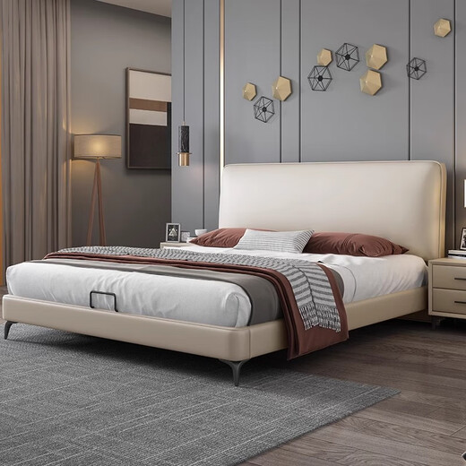Muji modernes einfaches Lederbett 1,2 Meter Ein-Bett-Schlafzimmer kleine Wohnung aus Weichbettzahl aus mit weich bedecktem Bett Stahl Holz verdicken Bett Rahmenbett + 20 cm feuchtigkeitsdichten Stangenschutz Bambusfasermatratze + 2 Schrank 1350*2000 Rahmen [verbessertes Stahlholzbettbrett]