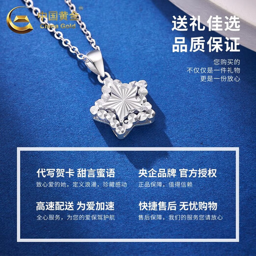 CHINA GOLD PT950 Platinum Star Pendant Women's Simple Platinum Clavicle Necklace Valentine's Day Practical Birthday Gift for Girls PT950 Platinum Star Pendant About 3.3g Free Silver Chain