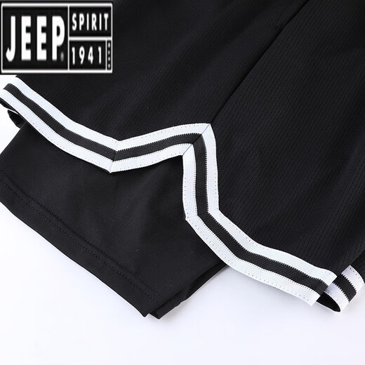 吉普（JEEP）速干裤男士夏季冰丝透气跑步运动休闲短裤篮球五分裤子男 9921黑色 M