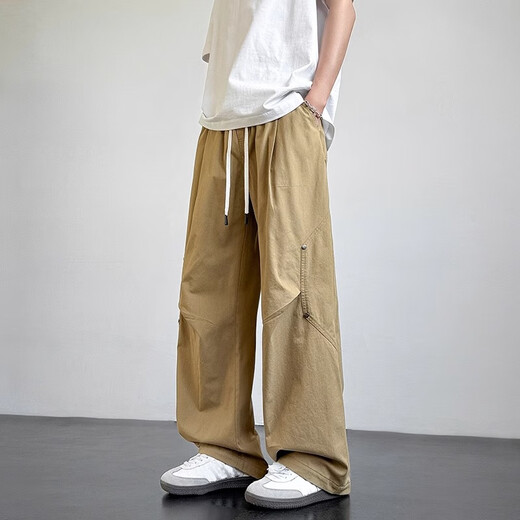 Baleno S&K series pure cotton work casual pants for men spring and autumn new American sports straight pants for boys loose apricot L