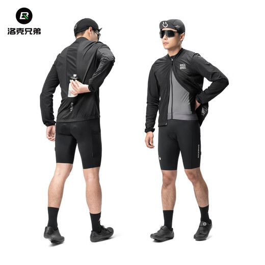 ROCKBROS Cycling Windbreaker Windproof Cycling Jacket Road Bike Long Sleeve Breathable Top Men's Spring and Summer Black (European Size) L