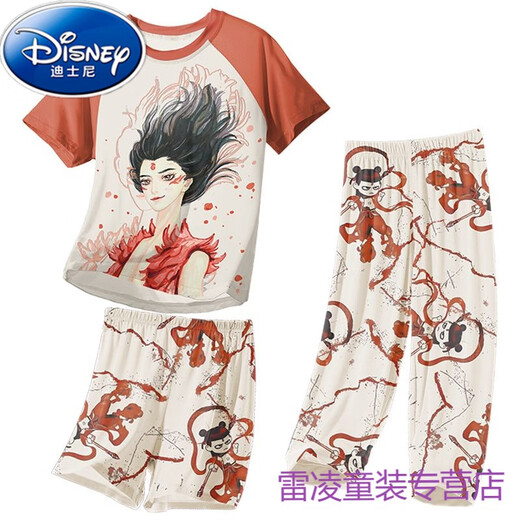 
Disney children's pajamas little boy modal thin summer boy medium and big children three-piece set home clothes Nezha spring and summer 1H--ST-12353 12 size (120-130)cm single size