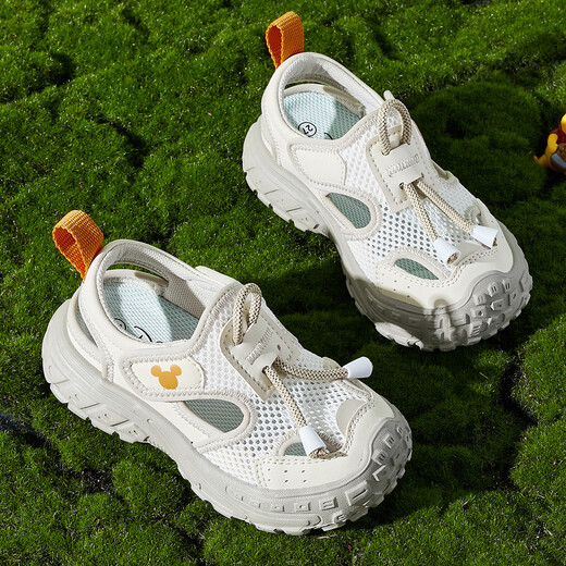 Disney (Disney) Sandales pour enfants Anti-slip Soft Sole Hollow Hollow Hollow Shoes Nouveau style d'été hommes et filles pataugeant et streaming chaussures de plage extérieures gris 31 pieds longueur 19.2-19.7