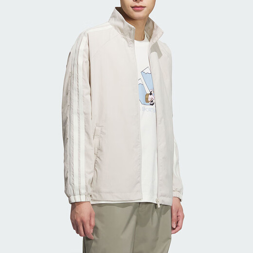 Adidas jacket men's autumn new ragdoll sleeve sportswear casual loose woven stand collar jacket jacket KC3894/Miracle alumina brown/Hanyu white L