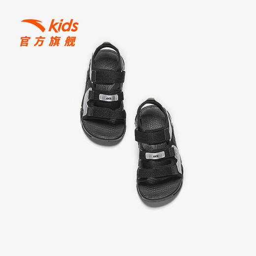 ANTA Sandalias para niños para hombres y mujeres 2026 Verano Nuevo Velcro Arco al aire libre Punta abierta Zapatos de playa Hombres Negro/Plata-4 28 Longitud interior del zapato 17,5 cm