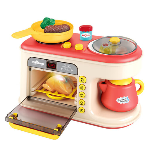 Children aged 3-6-10 have a house kitchen toys simulated kitchen utensils steaming and cooking coffee afternoon tea microwave breakfast 47PCS breakfast machine [green] upgraded version-G766