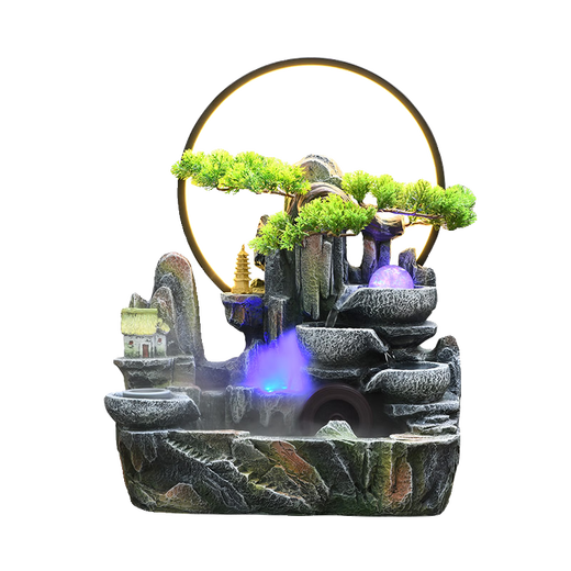 Clcey Feng Shui Drehen Wasserverzierung Accessoires Office Rockery Water Zirkulationswasser rotierender Ball Wohnzimmer Tipp 9930 mittlerer Licht Kreis Modell