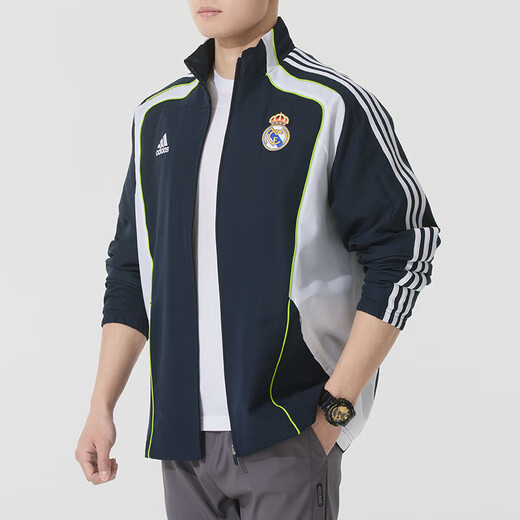 阿迪达斯 （adidas）外套男装2025夏季新款运动服足球训练立领男士上衣夹克JF2575 JF2575深藏青蓝 皇马 XL