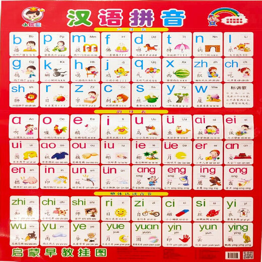 0~6 years old baby scan code audio wall chart Tang poetry nursery rhyme disciple rule multiplication table Chinese pinyin initials consonants and rhymes children learning artifact set of five