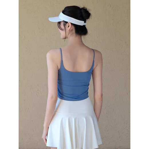 LULUUVTTOH sexy yoga camisole women's new Pilates training bra with chest pad sports fitness bra top for women blue willow color removable chest pad M (recommended 95-110Jin Jin equals 0.5kg)