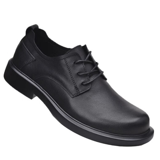 New Breathable Soft Leather Business Casual Shoes Formal Leather Shoes Men's Genuine Leather Thick Sole British Large Toe Work Casual Shoes Black 42 (260mm)