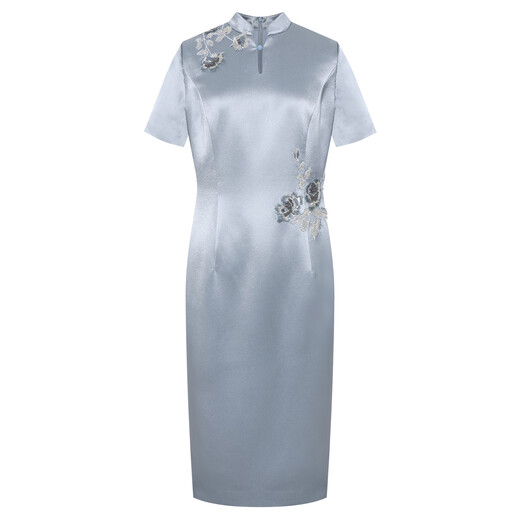 Pink Blue Garderobe [chinesischer Stil] 2025 Sommerkleidung Xi Oma Acetate Cheongsam Kleid 552L683 Tamsui Blue L.