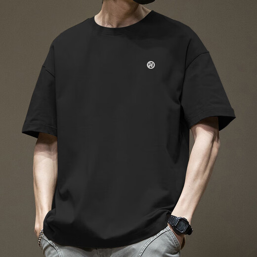 Pierre Cardin Trendy T-shirt à manches courtes américain pour hommes en été pur coton rond coud polyvalent 2025 Nouveau style blanc-1365 Coton à manches courtes [recommandé 80-110jin [Jin est égal à 0,5 kg]]]
