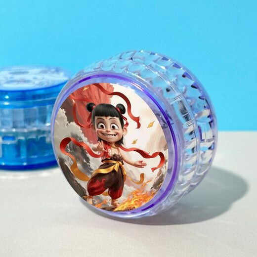 
MPPMCK Nezha Yo-Yo Children's Glowing Toys Rotating Yo-Yo Boy and Girl Yoyo Ball Cartoon Gift Purple Nezha 3