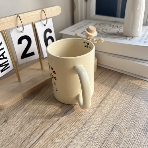 Cute fireworks pacha puppy mug cup high-looking simple couple ceramic cup ins feng shui cup household off-white 1 piece 350ml