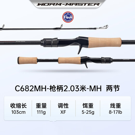 国王路亚ZBX联名2024款虫尊黑金版路亚竿T100G日本SIC导环轻量竞技钓竿 2.03m 24联名款C682MH两节枪柄