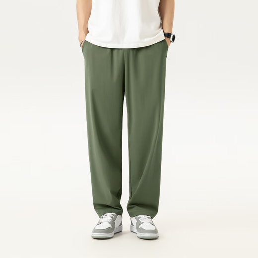 Miniso (Miniso) Pantalones de seda de hielo fresco para el verano para hombres Nuevos cómodos cómodos y transpirables de patas rectas