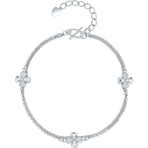Saturday Fu PT950 platinum bracelet for women platinum four-leaf clover birthday gift B0715213 about 3.34g 16+3cm