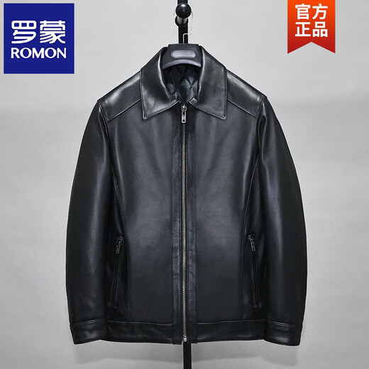 ROMON Soft First Layer Imitation Sheep Leather Jacket Men's Extra Long Lapel Casual Simple Business Nick Jacket Black - Single Style This style has soft leather. Size M. Recommended 120-139 Jin Jin is equal to 0.5 kg