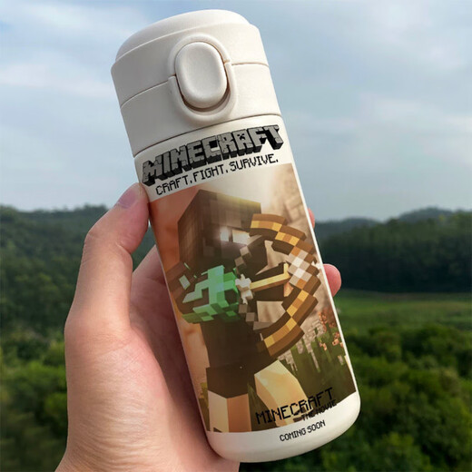 Howwande Mc Game Peripheral Water Cup Minecraft Thermos Cup Kuli Fear Bounce Cover Daily Sports Portable Grande Capacité Coupe BW1283 World 300ML Pop-Up Cup