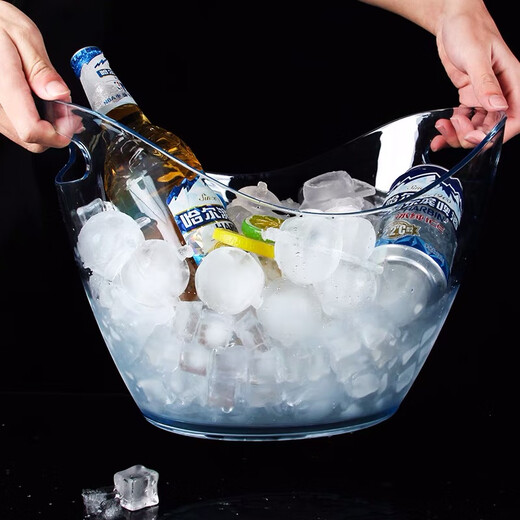 Magic Bean Shenghuo acrylic thickened transparent ingot ice bucket champagne bucket plastic bar ktv soda beer frame ice cube red wine bucket transparent small ingot style 4L