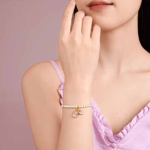 Safir birthday gift 18K gold enamel single pendant female DIY accessories for girlfriend birthday gift pearl chain pricing