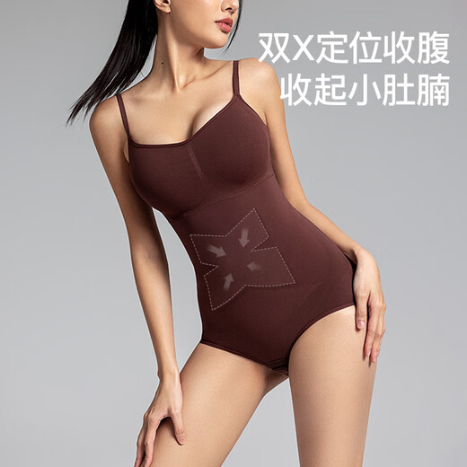 曲线主义云朵三角塑身连体衣收腹提臀夏季薄款 XL （140-160斤）  黑色 