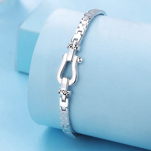 Qianshu (QIANSHU) new platinum bracelet for women pt950 platinum bracelet simple horseshoe buckle bracelet birthday gift for girlfriend, length 16.5cm, weight 11.62 grams, platinum colorful horse