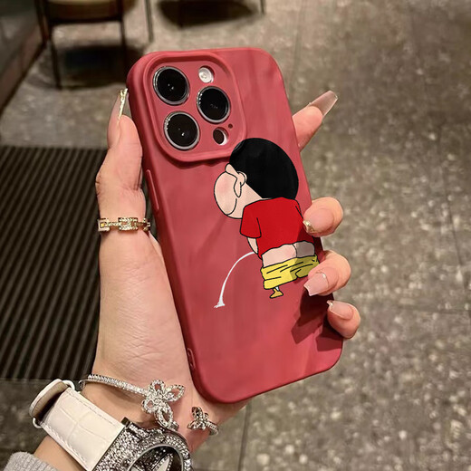 浅里趣味尿尿小新iPhone16promax手机壳苹果15Plus软11/12/13防摔14潮 698凹凸褶皱纹软XHM【黑色】趣味尿尿小新 苹果14