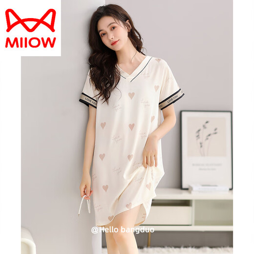 猫人（MiiOW）睡裙女士夏季冰丝短袖睡衣裙女款夏天薄款仿真丝绸夏款大码连衣裙 9928薄荷蓝 2XL