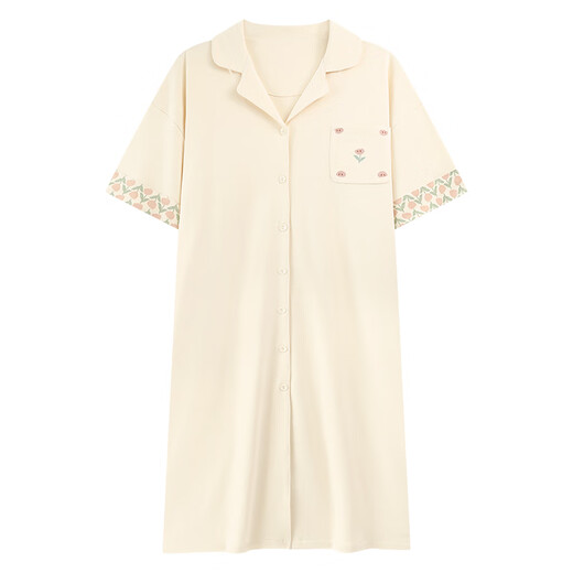 雅鹿睡裙女夏季纯棉短袖夏天女士大码家居服花卉孕妇睡衣女款2025新款 ZX:826星幻紫条纹 M 【柔软亲肤，舒适纯棉】
