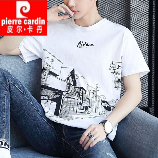 皮尔卡丹（pierre cardin）男士短袖t恤纯棉2025新款半袖体恤衫宽松潮流夏季男装上衣服 Z829灰色 M 【建议90-115斤】