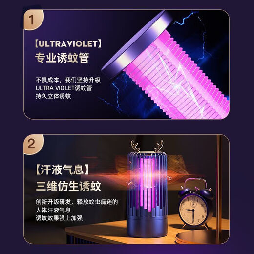 Joyoung Jiaren's new wall-mounted mosquito killer lamp for household flies, electric mosquito lamp, automatic mosquito luring type mosquito repellent, outdoor mosquito trap lamp, white (direct plug-in type) without battery