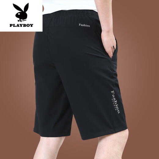 花花公子（PLAYBOY）2025新款冰丝短裤男夏外穿宽松休闲裤子速干男士五分裤夏季薄款潮 9893A[深灰] M 170规格(115斤左右)