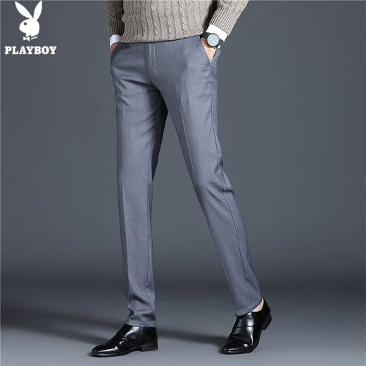 Playboy (Playboy) Sommerhosen für Männer dünner professionelles Geschäft mit Casual Anzughose Schlanke Arbeit Anzug Hosen Herren-Freizeithosen 9901 Blau (mit Fleece-Stil) 29 (95-110jin [Jin gleich 0,5 kg]))