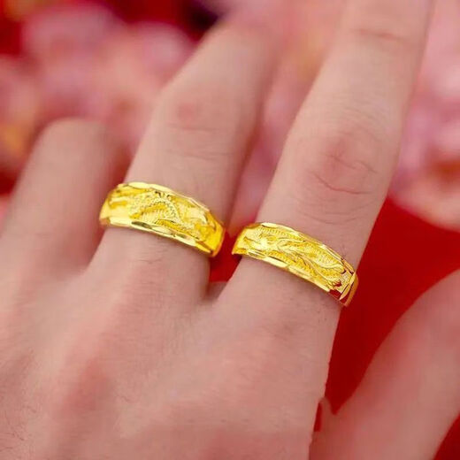 Ya Ge Vietnamese sand gold men and women gold glossy ring that does not fade when opened, simple gold, super popular in 2025 as a gift for girlfriends and couples