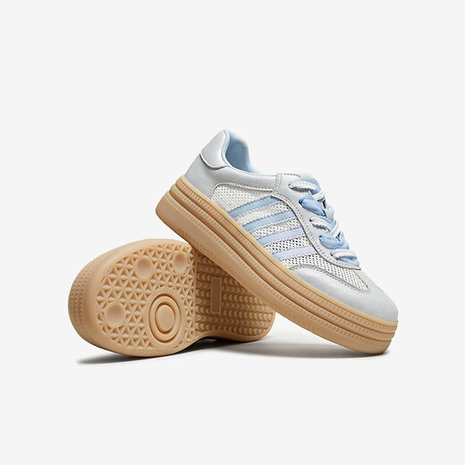 TATA thick sole breathable German training shoes for women casual sports shoes white shoes 2025 summer new style silver/meter/blue 37