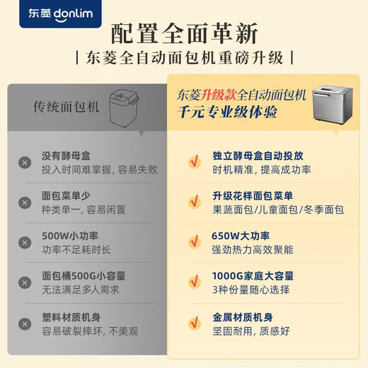 Donlim new bread machine household fully automatic small cake machine mixer multi-functional steamed bun machine white DL-4705