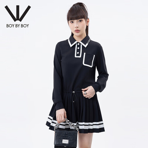 Boy by Boy Shopping Mall Same Fashion Fashion's Fomen's Fomen, cómodo y moderno vestido versátil de punto W17081 Black S