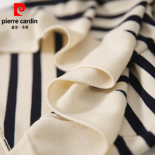 皮尔卡丹（pierre cardin）法式条纹短袖t恤女夏季2025年新款宽松显瘦v领薄款针织衫冰丝上衣 DX829#条纹色 S 建议85-99斤