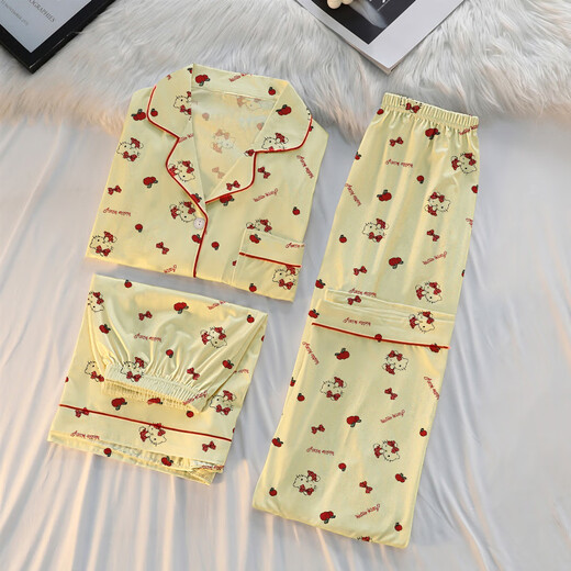 Langsha (Langsha) Katie Cat Summer Pyjama Fraueneiseice Seiden Shorts Shorts Cartoon süße lose Studentin Revers Home Kleidung KK-14101# M empfohlen 80-100jin [Jin gleich 0,5 kg]