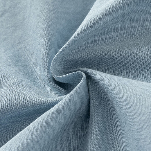 DAVE&BELLA medium and large children's denim shirt summer new style boys short-sleeved thin shirt casual children's top little boy clothes denim blue ready stock 120 cm (recommended height 110-120cm)