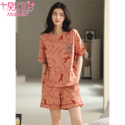 Pajamas de coton pur modal pour les femmes en été short à manches courtes pour les shorts minces, confortables, respirants, mignons et sucrés, peut être porté à l'extérieur de la maison de vêtements pour femmes Z9853 M [recommandé pour être 80-100jin [Jin est égal à 0,5 kg]]]