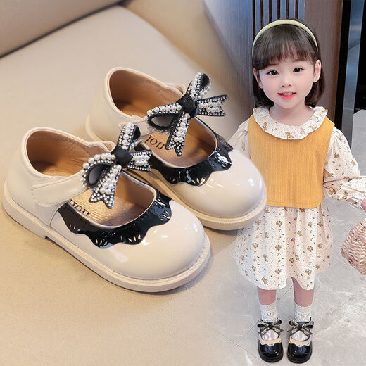 G.duck Little Yellow Duck Girls Leather Shoes 2026 New Spring and Autumn Soft Sole Baby Princess Shoes Children's Shoes Non-Slip Girls Single Burgundy H615 21 / Inner Length 13.5cm