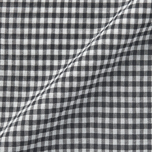 MUJI big children's strong twist three-quarter sleeve tunic children's shirt girls children's clothing 25 summer black plaid 130 /64A