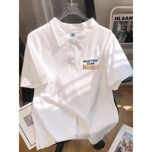 重磅polo衫短袖男款ins潮牌夏季宽松纯棉百搭半袖体恤翻领上衣服 【3895*wasp】-白色 3XL _170-190斤