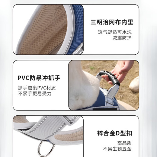 GERTHRON German Labrador Harness Large Dog Leash Golden Retriever Vest Type Explosion-proof Doberman Pinscher Chain Dog Leash Navy-Harness Newly Upgraded Explosion-proof Harness Strengthens Control for Safe Travel XS-(8-14Jin Jin is equal to 0.5kg)