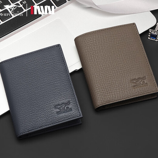 Sieben Wölfe Herren Brieftasche Top -Schicht Cowide Trendy lässig und modische Business Wallet vielseitig Retro Brieftasche Khaki