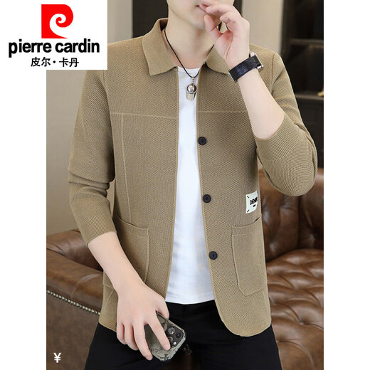 皮尔卡丹（pierre cardin）针织开衫男2025春秋新款男装潮流夹克毛衣外套高级感毛线衣 24802黑色 扣子是装饰 M 建议 80-100斤